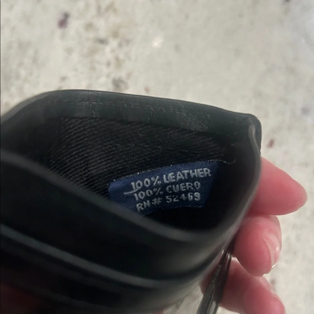 Black Leather Slim Wallet , card holder- ID slot, Card pockets 100% leather - Picture 6 of 6